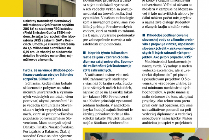 Novinky a články / Rozhovor s rektorom UPJŠ Pavlom Sovákom v časopise DIMENZIE - foto